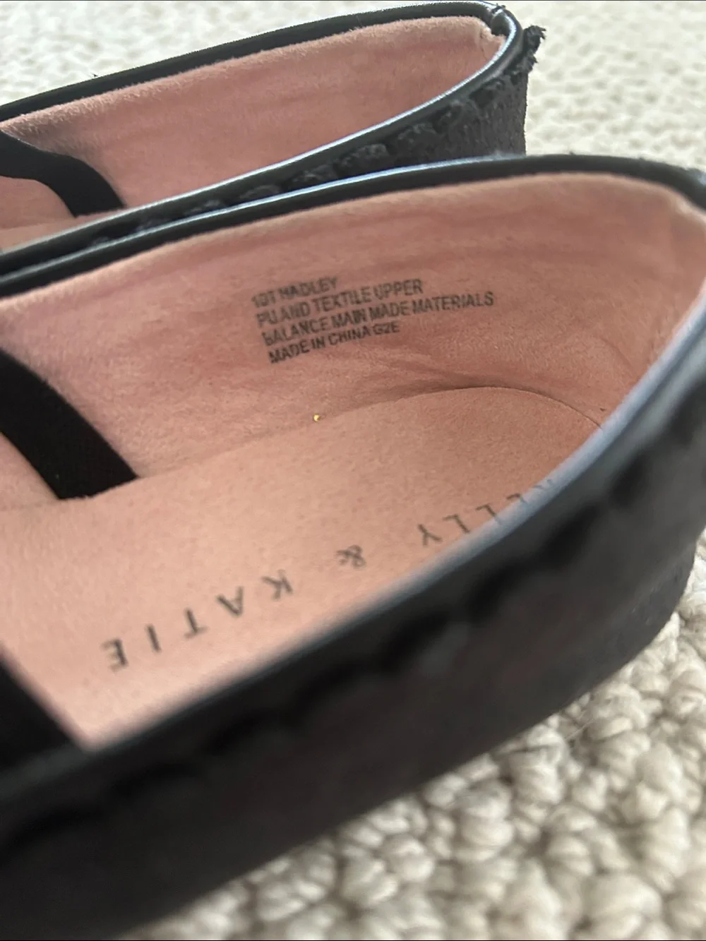 Kelly & Katie Black Girl's Mary Jane Flats with Elastic Strap